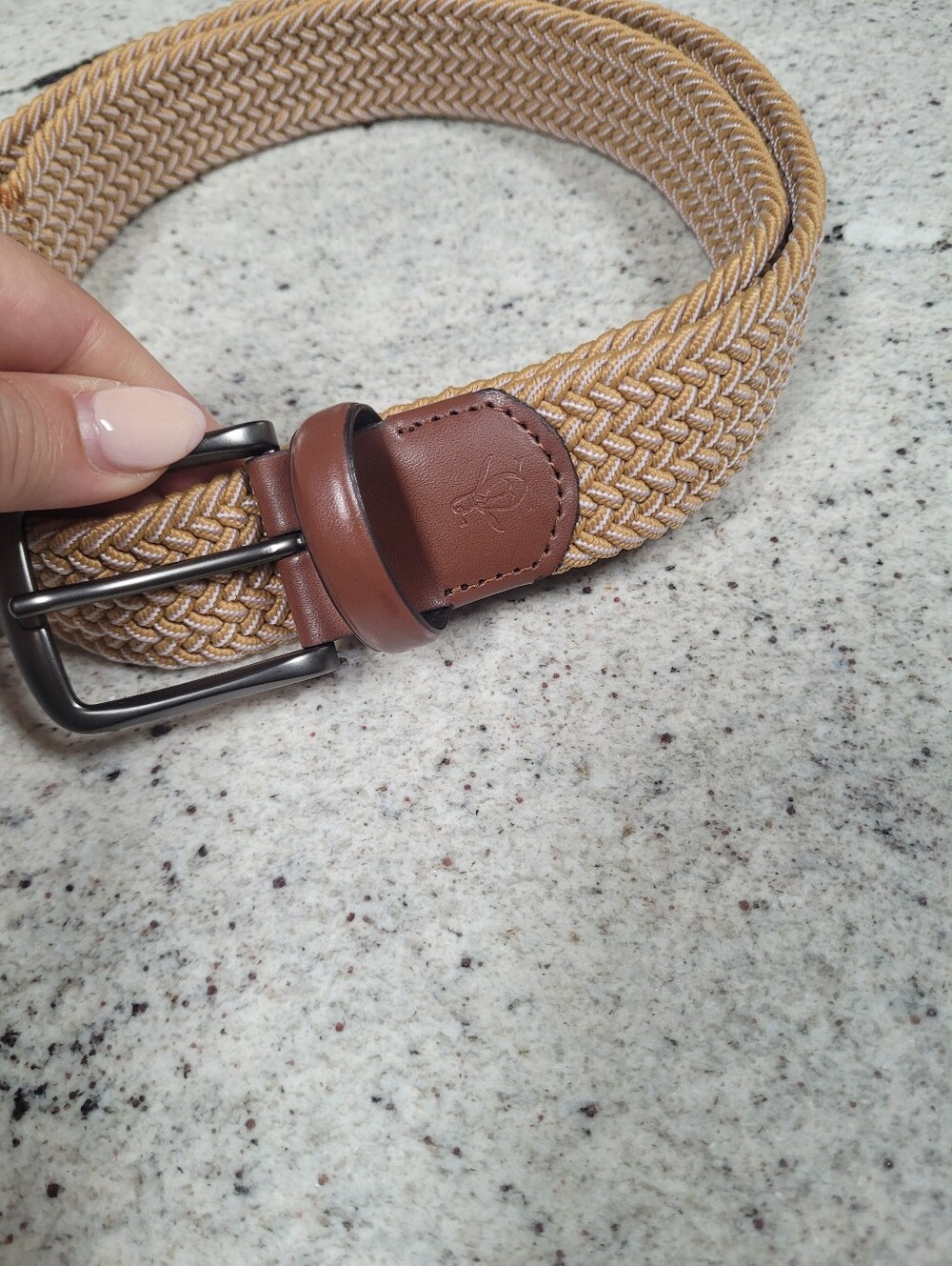 Braided Stretch Belt Tan Brown Original Penguin Large 38-40 Leather
